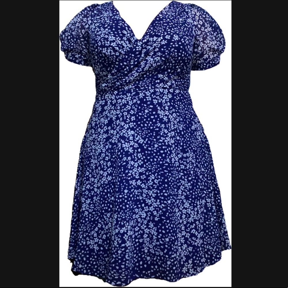 DKNY blue with white floral print dress
